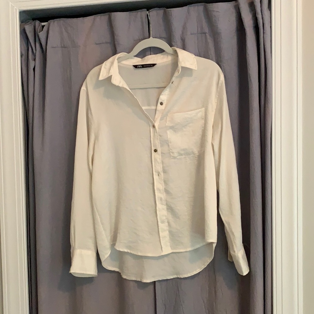 Zara silky button down blouse